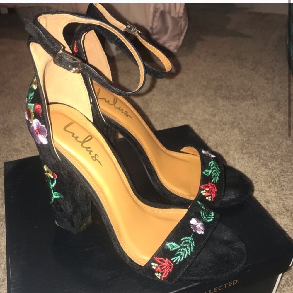 Strappy black heels